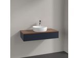 Villeroy und Boch Antao Waschtisch-Unterschrank K09052HG 100x19x50cm, Hahnloch, Waschbeckenplattenfarbe warm walnut, midnight blue matt lacquer