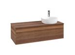 Villeroy und Boch Antao Waschtisch-Unterschrank K34052HM 120x36x50cm, Hahnloch, Waschbeckenplattenfarbe warm walnut, warm walnut