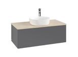 Villeroy und Boch Antao Waschtisch-Unterschrank K31053GK 100x36x50cm, Hahnloch, Waschbeckenplattenfarbe botticino, anthracite matt lacquer