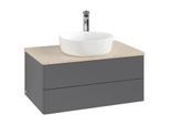 Villeroy und Boch Antao Waschtisch-Unterschrank K19053GK 80x36x50cm, Hahnloch, Waschbeckenplattenfarbe botticino, anthracite matt lacquer