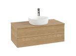Villeroy und Boch Antao Waschtisch-Unterschrank L20051HN mit Beleuchtung, 100x36x50cm, Hahnloch, Waschbeckenplattenfarbe honey oak, honey oak