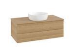 Villeroy und Boch Antao Waschtisch-Unterschrank L20111HN mit Beleuchtung mit Struktur, 100x36x50cm, Waschbeckenplattenfarbe honey oak, honey oak