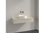 Villeroy und Boch Antao Waschtisch-Unterschrank L09050HJ mit Beleuchtung, 100x19x50cm, Waschbeckenplattenfarbe Lack, silk grey matt lacquer