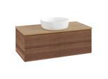 Villeroy und Boch Antao Waschtisch-Unterschrank L20111HM mit Beleuchtung mit Struktur, 100x36x50cm, Waschbeckenplattenfarbe honey oak, warm walnut