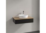 Villeroy und Boch Antao Waschtisch-Unterschrank K08051PD 80x19x50cm, Hahnloch, Waschbeckenplattenfarbe honey oak, black matt lacquer