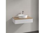Villeroy und Boch Antao Waschtisch-Unterschrank K08051GF 80x19x50cm, Hahnloch, Waschbeckenplattenfarbe honey oak, glossy white lacquer