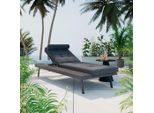 Ambia Garden Gartenliege, Anthrazit, Metall, Kunststoff, Textil, Füllung: Polyester,Schaumstoff, 199x85x86 cm, Rückenlehne verstellbar, Gartenmöbel, Gartenliegen
