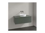 Villeroy und Boch Antao Waschtisch-Unterschrank L31150HL mit Beleuchtung, 1 Auszug, 1000 x 360 x 500 mm, Front mit Struktur, Leaf Green Matt Lacquer / Leaf Green Matt Lacquer