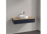 Villeroy und Boch Antao Waschtisch-Unterschrank K09051HG 100x19x50cm, Hahnloch, Waschbeckenplattenfarbe honey oak, midnight blue matt lacquer