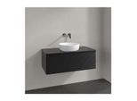 Villeroy und Boch Antao Waschtisch-Unterschrank L31110PD mit Beleuchtung, 1 Auszug, 1000 x 360 x 500 mm, Front mit Struktur, Black Matt Lacquer / Black Matt Lacquer