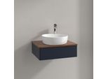 Villeroy und Boch Antao Waschtisch-Unterschrank K07052HG 60x19x50cm, Hahnloch, Waschbeckenplattenfarbe warm walnut, midnight blue matt lacquer