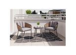 Ambia Garden Balkonset, Anthrazit, Braun, Textil, 3-teilig, Füllung: Polyester,Schaumstoff, Rundrohr, 60x45x75 cm, Stühle stapelbar, Balkonmöbel, Balkonmöbel-Sets