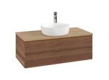 Villeroy und Boch Antao Waschtisch-Unterschrank L20151HM 100x36x50cm, Hahnloch, Waschbeckenplattenfarbe honey oak, warm walnut