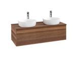 Villeroy und Boch Antao Waschtisch-Unterschrank K35052HM 120x36x50cm, Hahnloch, Waschbeckenplattenfarbe warm walnut, warm walnut