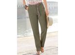 Palazzohose CASUAL LOOKS, Damen, Gr. 24, Kurzgrößen, grün (oliv), 100% Polyester, unifarben, lang, Hosen Palazzohose