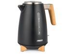 PRINCESS 236061 Pure Wasserkocher (1,7 Liter, 3000 W, Edelstahl, schwarz, kabellos, Überhitzungsschutz, Trockengehschutz)
