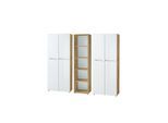 Büro-Set MUENCHEN 3-teilig 240cm breit Glasfront 2 Schrank Abschließbar & Regal Chalet-Eiche-Nb./Weiß