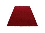 Ayyildiz , Rot , Textil , Uni , rechteckig , 240x340 cm , Oeko-Tex® Standard 100 , für Fußbodenheizung geeignet, schmutzabweisend, für Hausstauballergiker geeignet, lichtunempfindlich, antistatisch, pflegeleicht, strapazierfähig, leicht zusammenrollbar ,