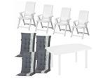 Gardenson , Weiß , Kunststoff, Textil , oval , 90x140x90 cm , Stühle klappbar, Rückenlehne mehrfach verstellbar , Gartenmöbel, Gartenmöbel-Sets, Gartengarnituren