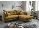 Ecksofa HOME AFFAIRE "Lazio modern und bequem, schmale Armlehnen, tolle Detailverarbeitung", gelb (gelb, zierkissen blumenmuster), B:255cm H:94cm T:180cm, 100% Polyester, Sofas, Ecksofa, zwei verschiedene Fußfarben wählbar