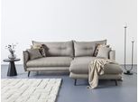 Ecksofa HOME AFFAIRE "Lazio modern und bequem, schmale Armlehnen, tolle Detailverarbeitung", grau (taupe, zierkissen blumenmuster), B:255cm H:94cm T:180cm, 100% Polyester, Sofas, Ecksofa, zwei verschiedene Fußfarben wählbar