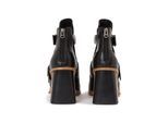 Stiefel G-STAR "Ringer Mid Strap Lederstiefel", Damen, Gr. 39, schwarz, 80% Kuhleder, 20% Polyurethan, Schuhe Stiefel