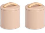 Vorratsdose ZELLER PRESENT "m. Gummibaumgriff, 2-tlg.", beige (mandel), H:13,7cm Ø:11,3cm, Massivholz, Metall, Lebensmittelaufbewahrungsbehälter, Vorratsdose, pflegeleicht, 1400 ml