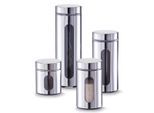 Vorratsdose ZELLER PRESENT, silber (silberfarben), Glas, Lebensmittelaufbewahrungsbehälter, Vorratsdose, Modernes Design hebt jedes Zuhause hervor