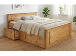 Massivholzbett OTTO HOME "Hugo, FSC zertifiziert, Landhausstil, zeitlos und edel", natur, geölt, B:152cm H:84,5cm L:212cm, Betten, Massivholzbett, Stauraumbett, extra belastbar, Made in EU, viele Breiten