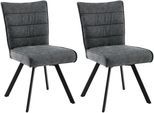Esszimmerstuhl BYLIVING "ROBBIE", grau (anthrazit, schwarz), B:48cm H:90cm T:64cm, Metall, Stoff, Stühle, Esszimmerstuhl, Microfaser, 360 drehbar, Taschenfederkern,Steppung Rücken, Keder