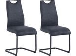Freischwinger BYLIVING "CAPRI", grau (anthrazit, schwarz), B:44cm H:88cm T:55cm, Metall, Stoff, Stühle, Freischwinger, Microfaser, bis 110 kg, Schaumstoff, Schwingstuhlgestell, mit Griff