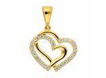 Kettenanhänger ADELIA´S "Herzanhänger 333 Gold ( 8K ) mit Zirkonia", gold, Schmuckanhänger, Damen, mit Zirkonia, Gold, Kettenanhänger, Goldanhänger Herz