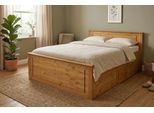 Massivholzbett OTTO HOME "Hugo, FSC zertifiziert, Landhausstil, zeitlos und edel", natur, geölt, B:172cm H:84,5cm L:212cm, Betten, Stauraumbett Möbel Massivholzbett Bettgestell, Stauraumbett, extra belastbar, Made in EU, viele Breiten