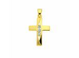 Kettenanhänger ADELIA´S "Kreuzanhänger 333 Gold ( 8K ) mit Zirkonia", gold, Schmuckanhänger, Damen, mit Zirkonia, Gold, Kettenanhänger, Goldanhänger Kreuz