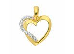 Kettenanhänger ADELIA´S "Herzanhänger 333 Gold ( 8K ) mit Zirkonia", silber, Schmuckanhänger, Damen, mit Zirkonia, Gold, Kettenanhänger, Goldanhänger Herz