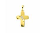 Kettenanhänger ADELIA´S "Kreuzanhänger 333 Gold ( 8K ) mit Zirkonia", gold, Schmuckanhänger, Damen, mit Zirkonia, Gold, Kettenanhänger, Goldanhänger Kreuz