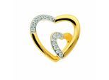 Kettenanhänger ADELIA´S "Herzanhänger 333 Gold ( 8K ) mit Zirkonia", silber, Schmuckanhänger, Damen, mit Zirkonia, Gold, Kettenanhänger, Goldanhänger Herz