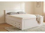 Massivholzbett OTTO HOME "Hugo, FSC zertifiziert, Landhausstil, zeitlos und edel", weiß, gewachst, B:192cm H:84,5cm L:212cm, Betten, Stauraumbett Möbel Massivholzbett Bettgestell, Stauraumbett, extra belastbar, Made in EU, viele Breiten