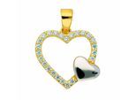 Kettenanhänger ADELIA´S "Herzanhänger 333 Gold ( 8K ) mit Zirkonia", silber, Schmuckanhänger, Damen, mit Zirkonia, Gold, Kettenanhänger, Goldanhänger Herz