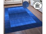 Wollteppich THEKO "Gabbeh Super, Handweb, auch als Läufer erhältlich, reine Wolle" Gr. 7, blau (dunkelblau), B:240cm H:9mm L:340cm, Wolle, Teppiche, Schlafzimmer, Wohnzimmer, Esszimmer, auch als Bettumrandung