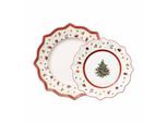 Geschirr-Set VILLEROY & BOCH "Teller-Set Toy's Delight weiß-rot", bunt (weiß, rot), Porzellan, Geschirr-Sets, Geschirr-Set