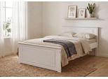 Massivholzbett OTTO HOME "Hugo, FSC zertifiziert, Landhausstil, zeitlos und edel", weiß, gewachst, B:132cm H:84,5cm L:212cm, Betten, Stauraumbett Möbel Massivholzbett Bettgestell, Stauraumbett, extra belastbar, Made in EU, viele Breiten