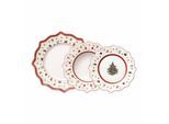 Geschirr-Set VILLEROY & BOCH "Teller-Set Toy's Delight weiß-rot", bunt (weiß, rot), 12 tlg., Porzellan, Geschirr-Sets, Geschirr-Set