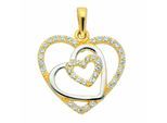 Kettenanhänger ADELIA´S "Herzanhänger 333 Gold ( 8K ) mit Zirkonia", gold (silber), Schmuckanhänger, Damen, mit Zirkonia, Gold, Kettenanhänger, Goldanhänger Herz