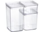 Vorratsdose ZELLER PRESENT, transparent, Kunststoff, Silikon, Lebensmittelaufbewahrungsbehälter, Vorratsdose, 3-teilig, stapelbar