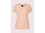 Kurzarmshirt MADELEINE "Shirt Elegantes Basic-Shirt, Kreppqualität", Damen, Gr. 46, rosa (puderrosé), Obermaterial: 72% Baumwolle CO. 24% Polyester PES. 4% Elasthan EL., Modern, gerade, Shirts, Kreppgewebe
