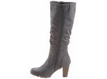 Stiefel ANISTON SHOES, Damen, Gr. 39, Normalschaft, grau, Textil, Veloursleder, Schuhe Stiefel, mit Raffungen am slouchy Schaft