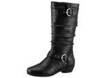 Stiefel ANISTON SHOES, Damen, Gr. 37 (4,5), Varioschaft, schwarz, Lederimitat, unifarben, Schuhe Stiefel, Used-Look, mit gerafftem Schaft