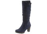 Stiefel ANISTON SHOES, Damen, Gr. 36, Normalschaft, blau (navy), Textil, Veloursleder, Schuhe Stiefel, mit Raffungen am slouchy Schaft