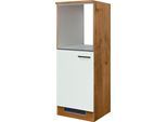 Backofen/Kühlumbauschrank FLEX-WELL "Vintea", beige (magnolia matt, lancelot oak), B:60cm H:169cm T:60cm, Holzwerkstoff, Schränke, Backofenumbauschrank, (B x H x T) 60 x 168,5 x 60 cm, mit Metallgriffen